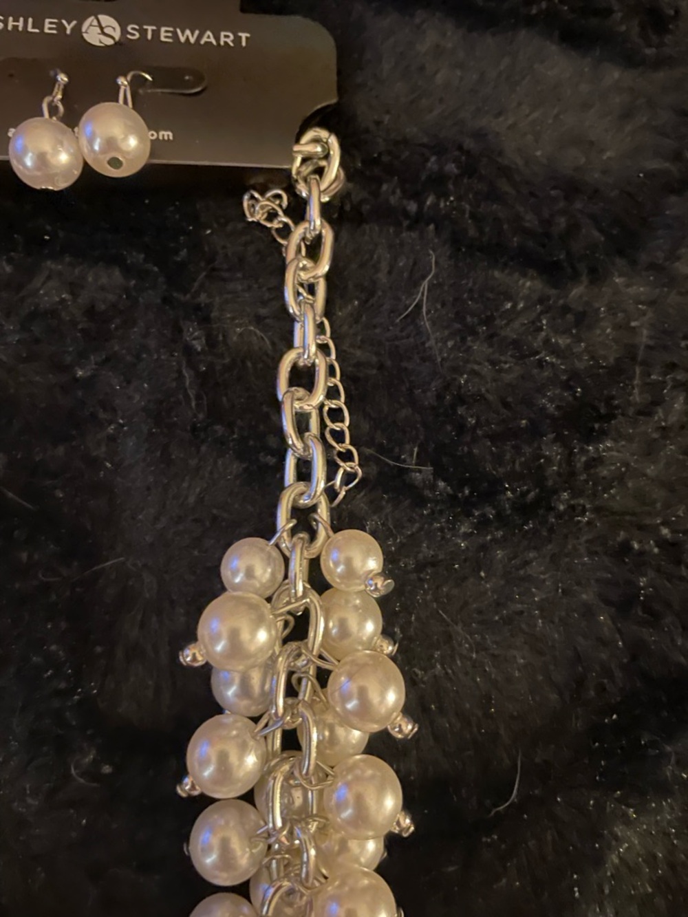 Ashley Stewart Silver-Tone Ivory Pearl Multi-Strand Necklace with Matching Studs - Picture 4 of 7